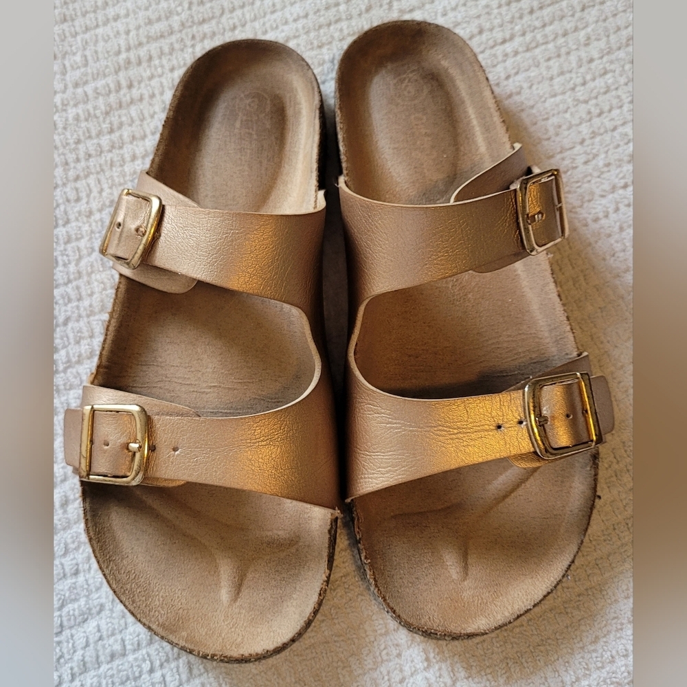Gold Buckle Strap Sandals